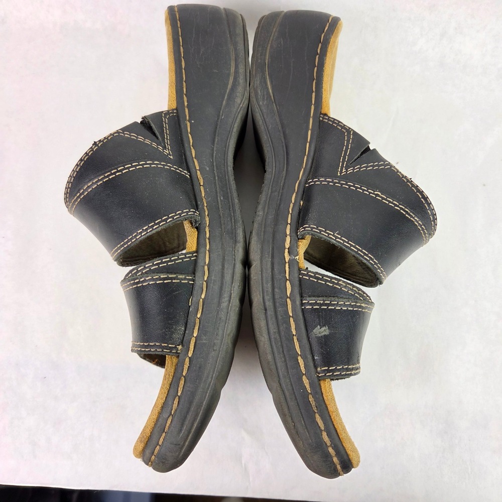 Clarks Collection Lexi Willow Black Slide Slip On Summer Sandals Wedge Casual - Picture 10 of 14